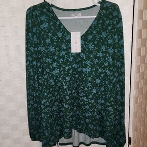 True Craft Green Relaxed Blouse M NWT